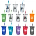 DH5869 16 Oz. Double Wall Acrylic Tumbler With Straw And Custom Imprint